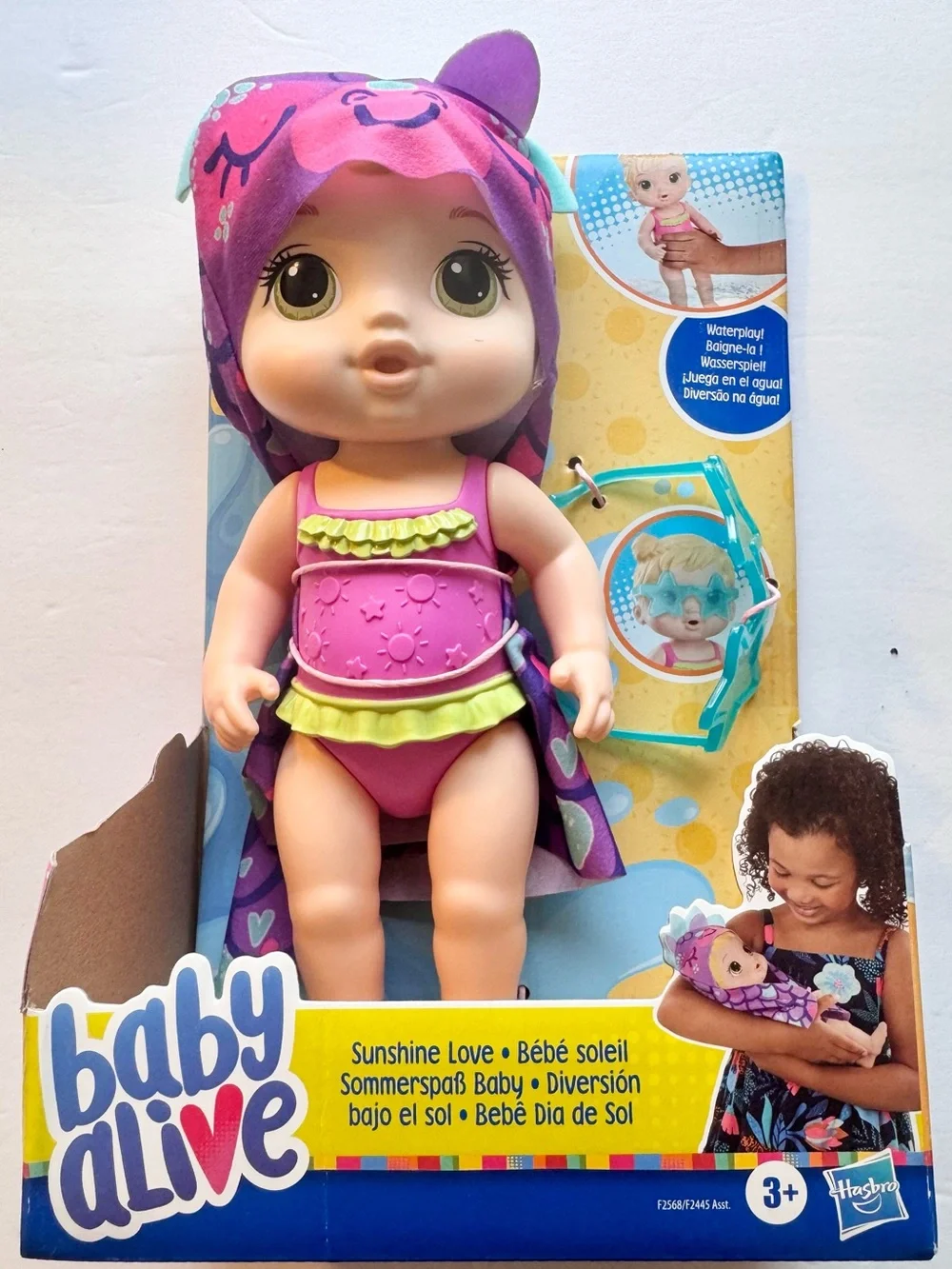 Hasbro Baby Alive Pink & Purple Swim Doll with Hooded Towel